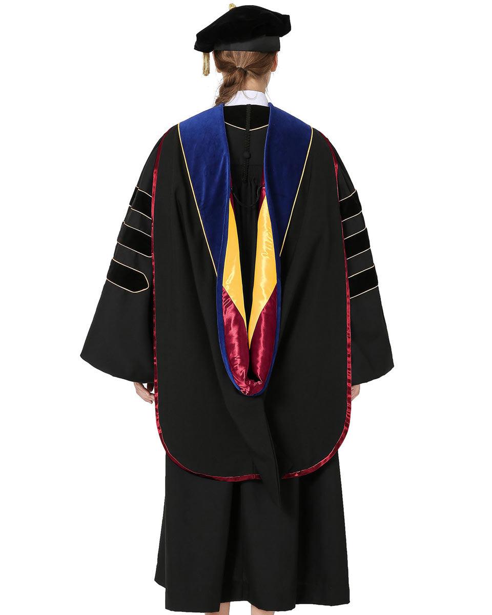 Deluxe PHD Doctoral Hood with Gold Piping - 10 Color Combinations Available - Graduation Seller