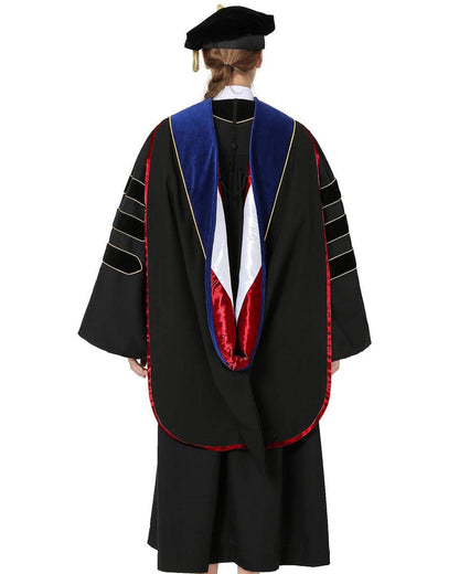 Deluxe PHD Doctoral Hood with Gold Piping - 10 Color Combinations Available - Graduation Seller