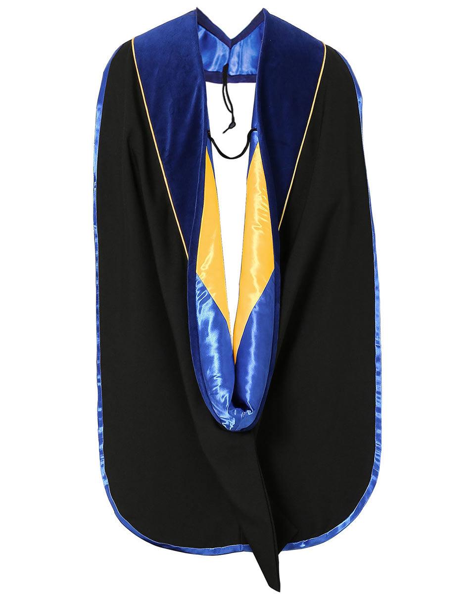 Deluxe PHD Doctoral Hood with Gold Piping - 10 Color Combinations Available - Graduation Seller