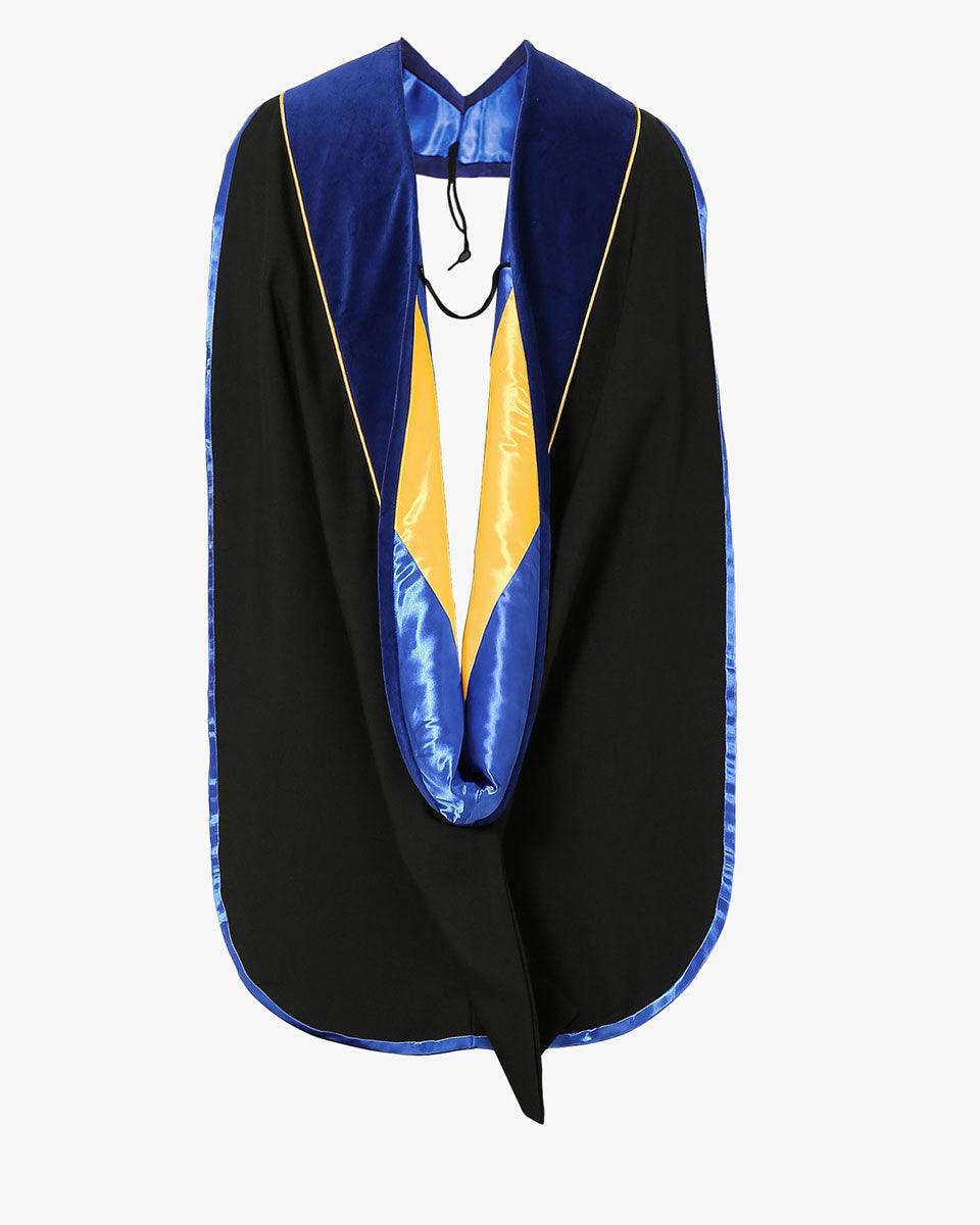 Deluxe PHD Doctoral Hood with Gold Piping - 10 Color Combinations Available - Graduation Seller