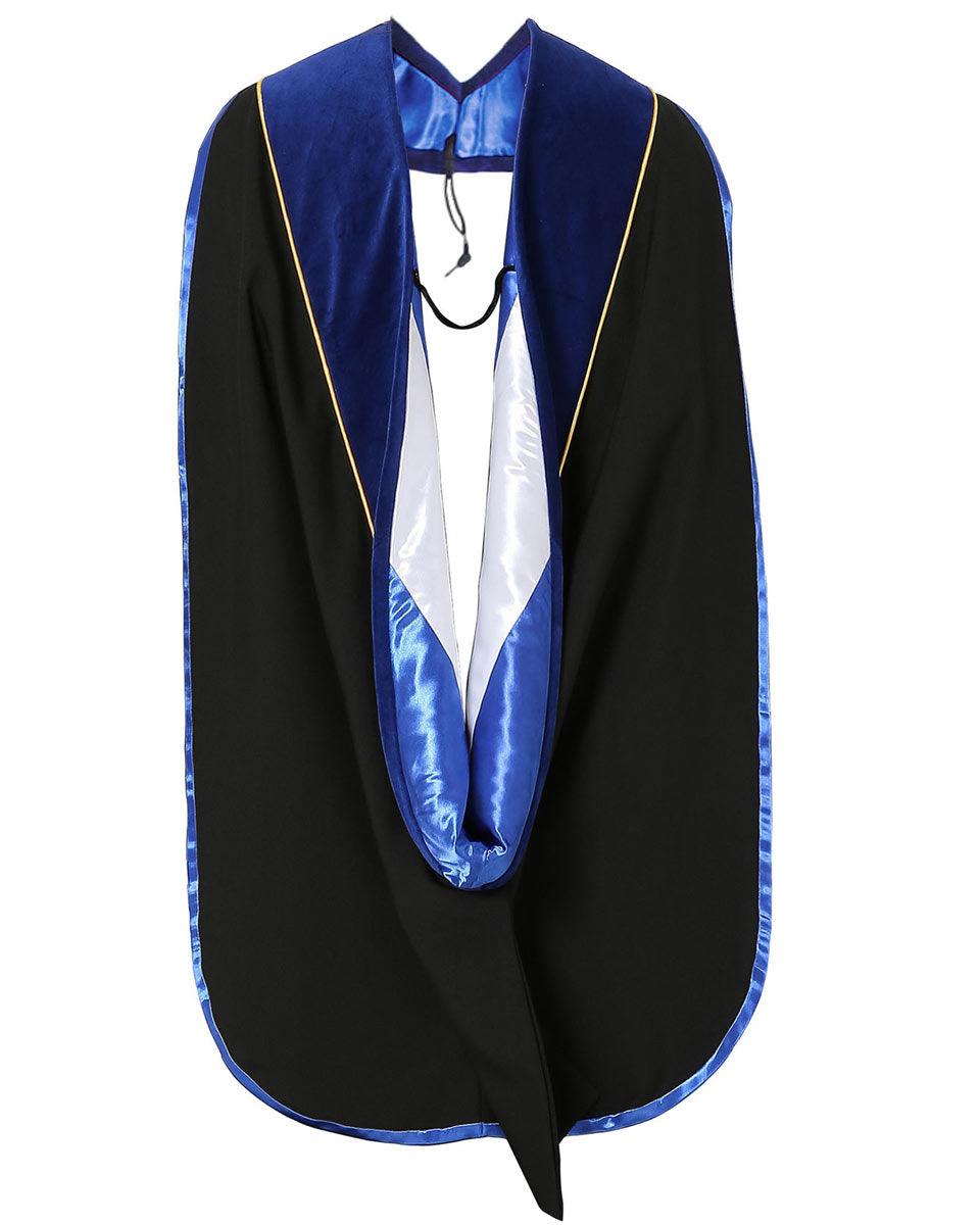Deluxe PHD Doctoral Hood with Gold Piping - 10 Color Combinations Available - Graduation Seller
