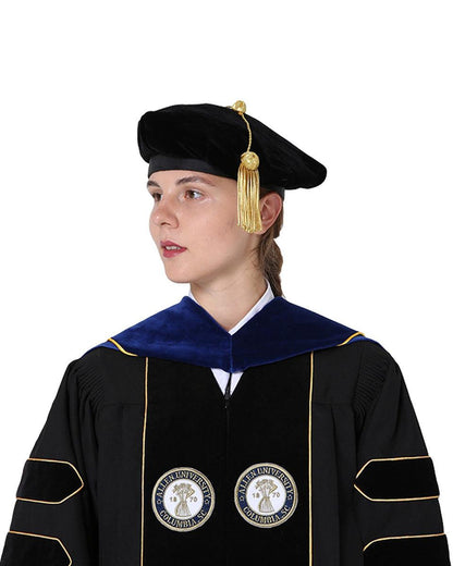 Deluxe PHD Doctoral Hood with Gold Piping - 10 Color Combinations Available - Graduation Seller