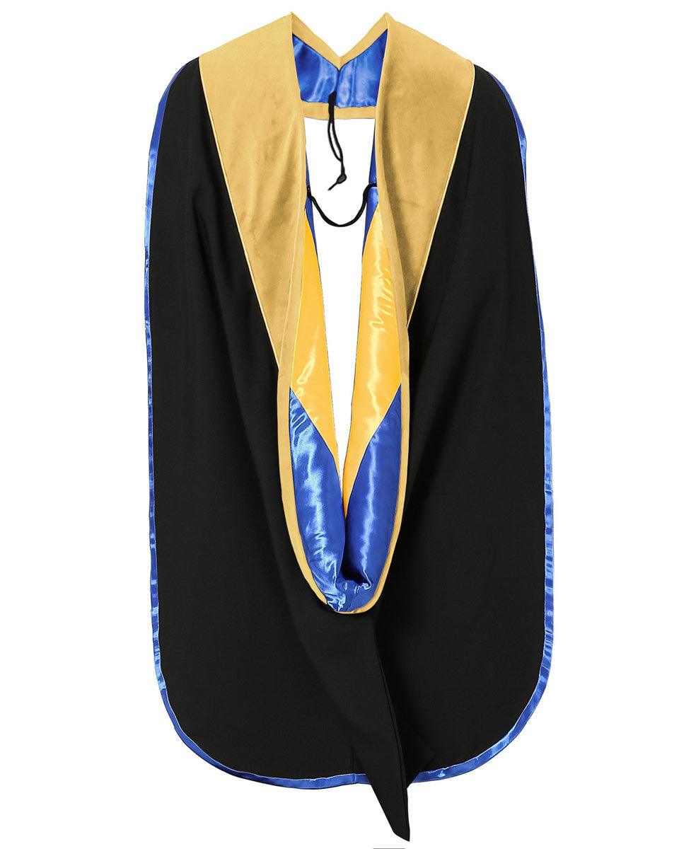 Deluxe PHD Doctoral Hood with Gold Piping - 10 Color Combinations Available - Graduation Seller