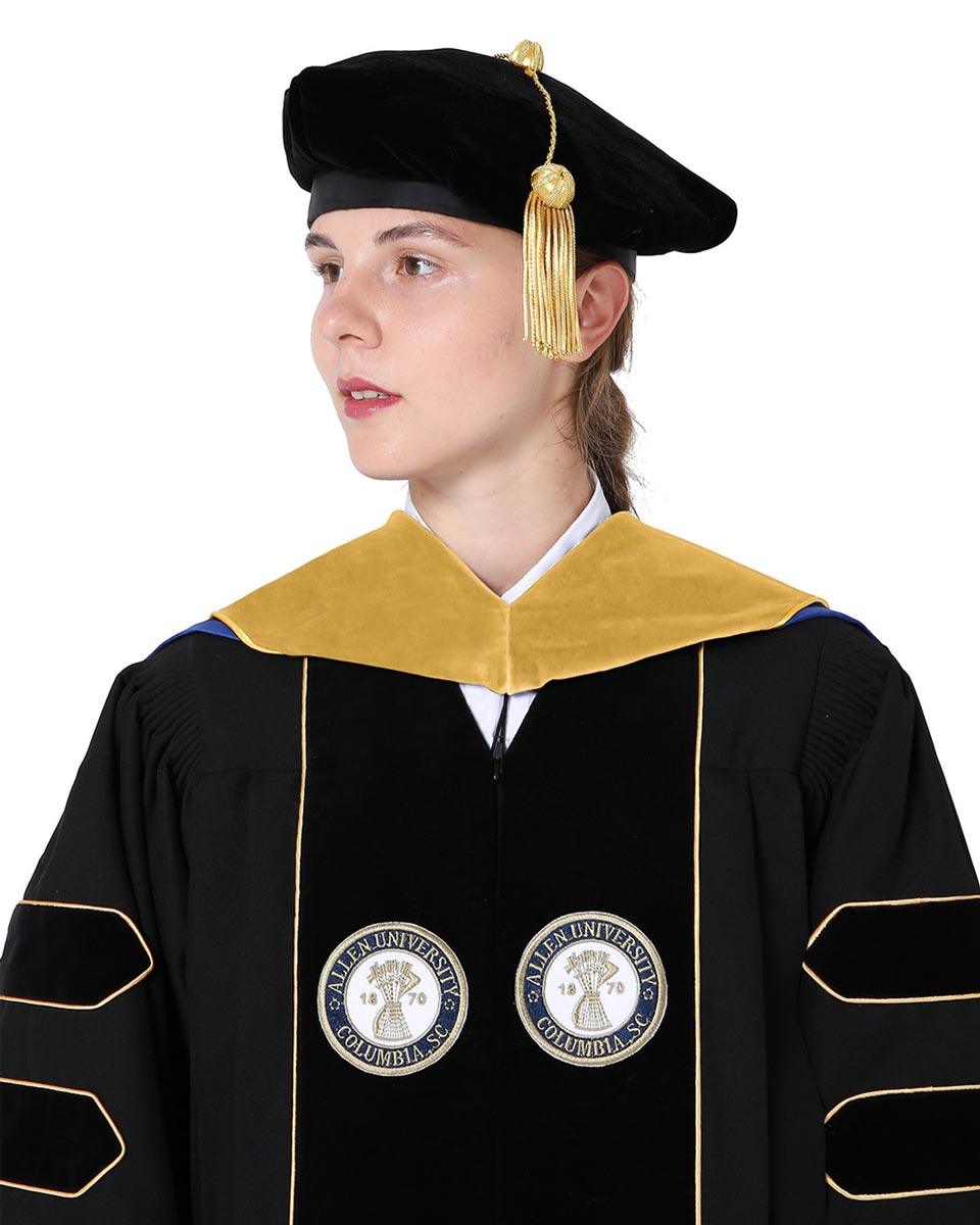 Deluxe PHD Doctoral Hood with Gold Piping - 10 Color Combinations Available - Graduation Seller