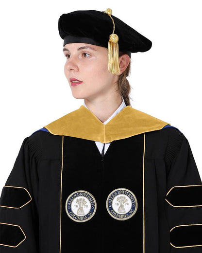 Deluxe PHD Doctoral Hood with Gold Piping - 10 Color Combinations Available - Graduation Seller