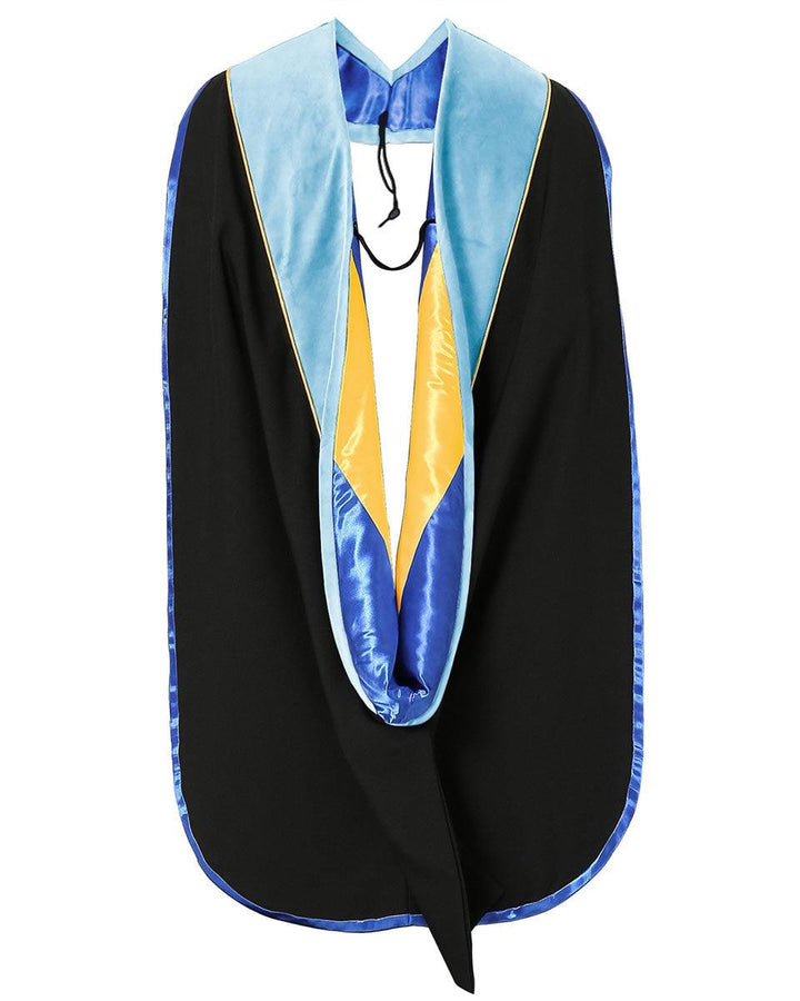 Deluxe PHD Doctoral Hood with Gold Piping - 10 Color Combinations Available - Graduation Seller