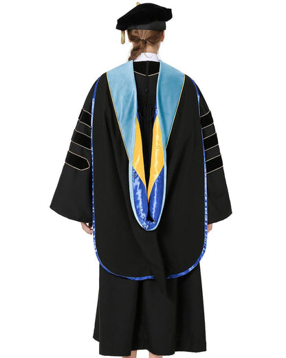 Deluxe PHD Doctoral Hood with Gold Piping - 10 Color Combinations Available - Graduation Seller