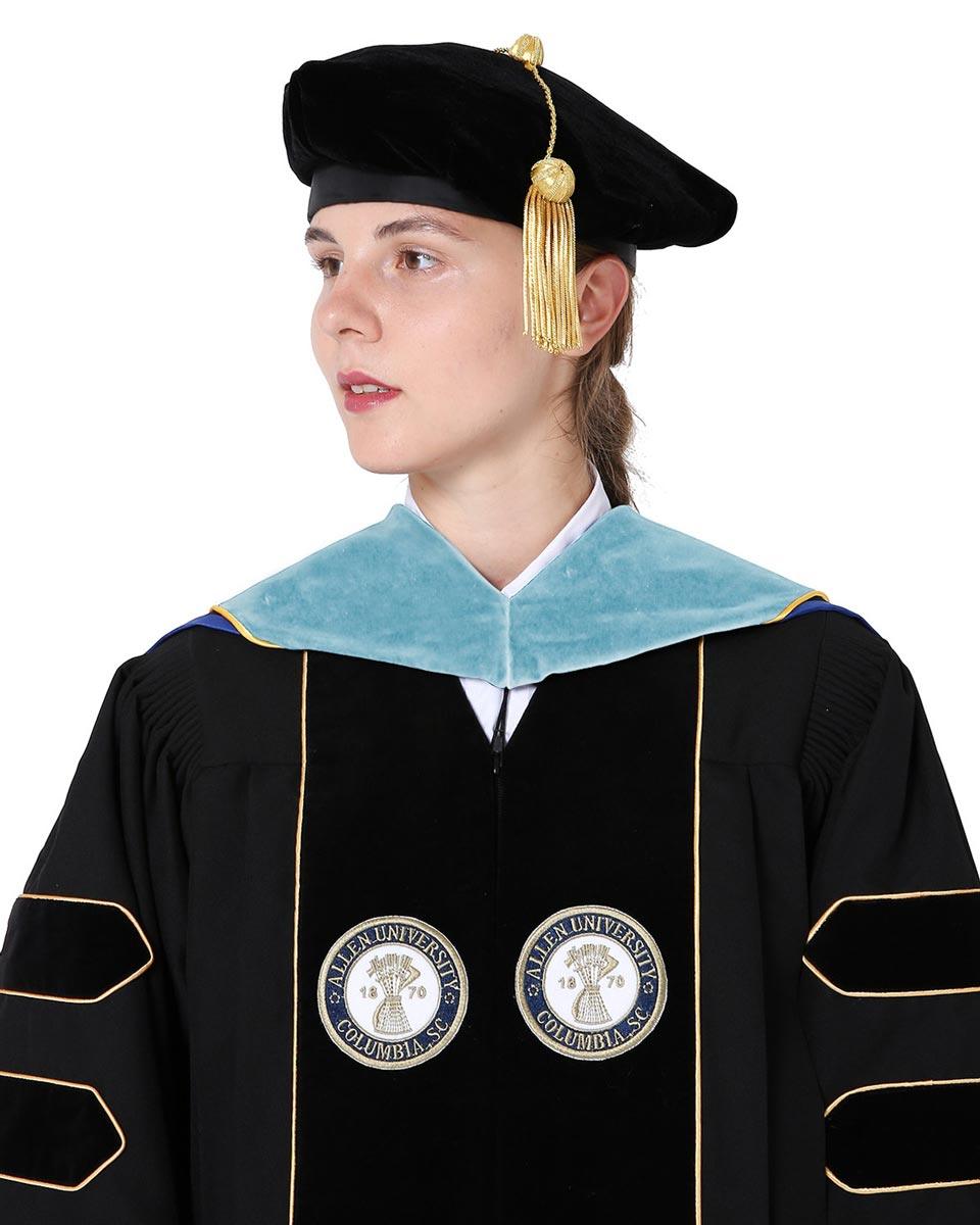 Deluxe PHD Doctoral Hood with Gold Piping - 10 Color Combinations Available - Graduation Seller