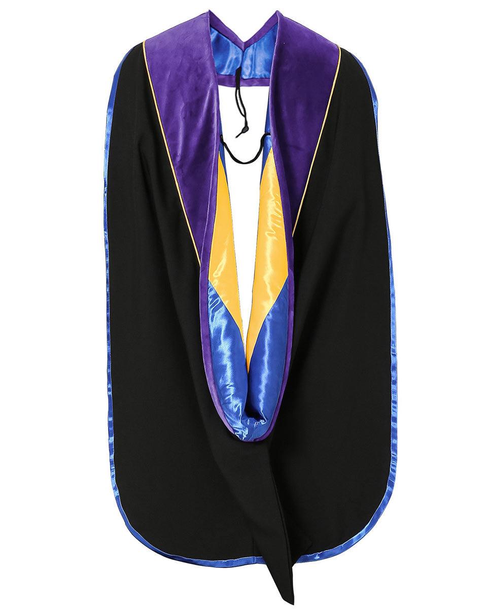 Deluxe PHD Doctoral Hood with Gold Piping - 10 Color Combinations Available - Graduation Seller
