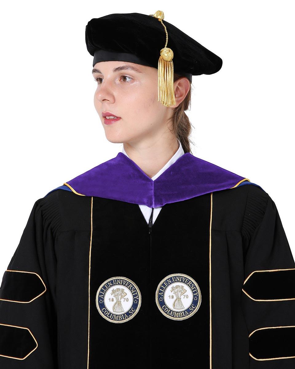 Deluxe PHD Doctoral Hood with Gold Piping - 10 Color Combinations Available - Graduation Seller