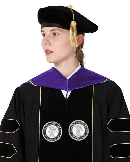 Deluxe PHD Doctoral Hood with Gold Piping - 10 Color Combinations Available - Graduation Seller