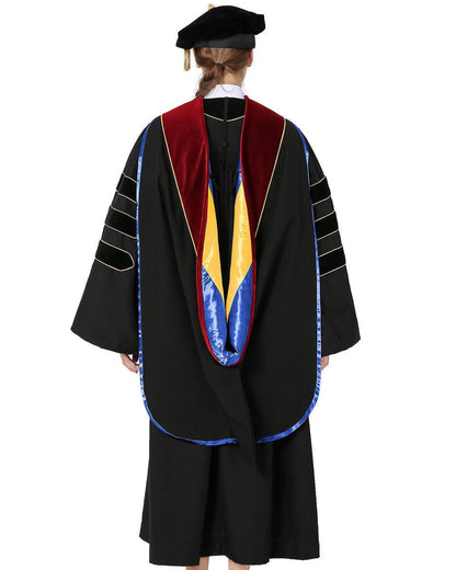 Deluxe PHD Doctoral Hood with Gold Piping - 10 Color Combinations Available - Graduation Seller