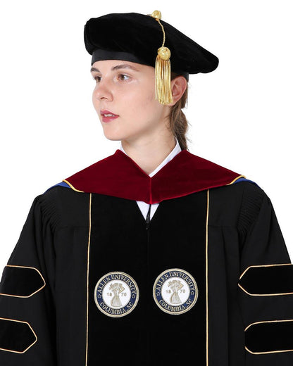 Deluxe PHD Doctoral Hood with Gold Piping - 10 Color Combinations Available - Graduation Seller