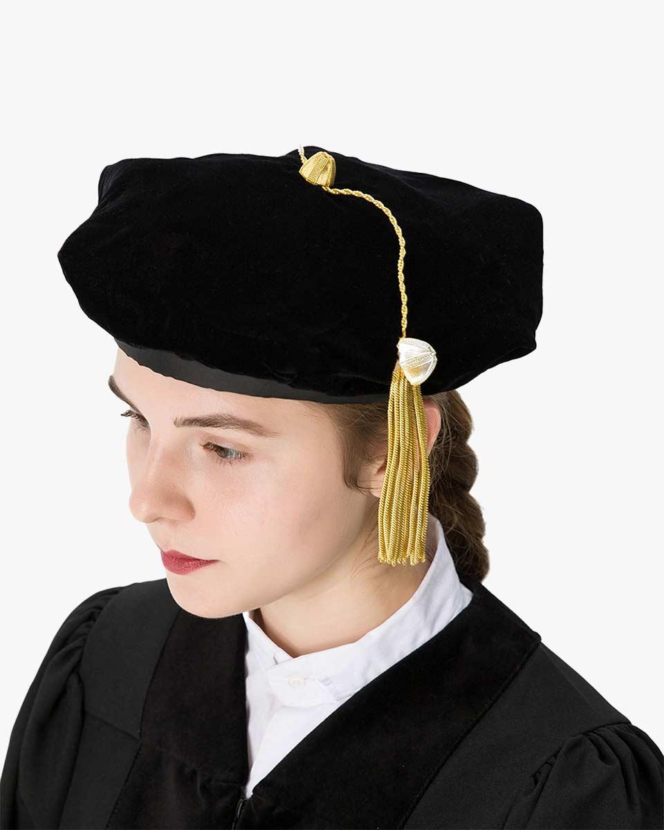 Black Deluxe Doctorate Tam – 4-6-8 Sided Available - Graduation Seller