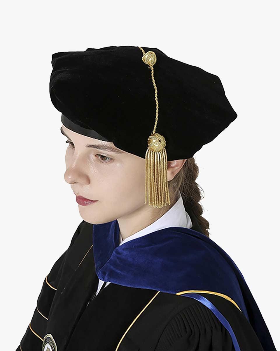Black Deluxe Doctorate Tam – 4-6-8 Sided Available - Graduation Seller