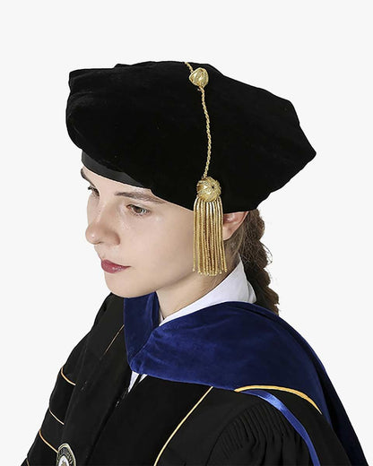 Black Deluxe Doctorate Tam – 4-6-8 Sided Available - Graduation Seller