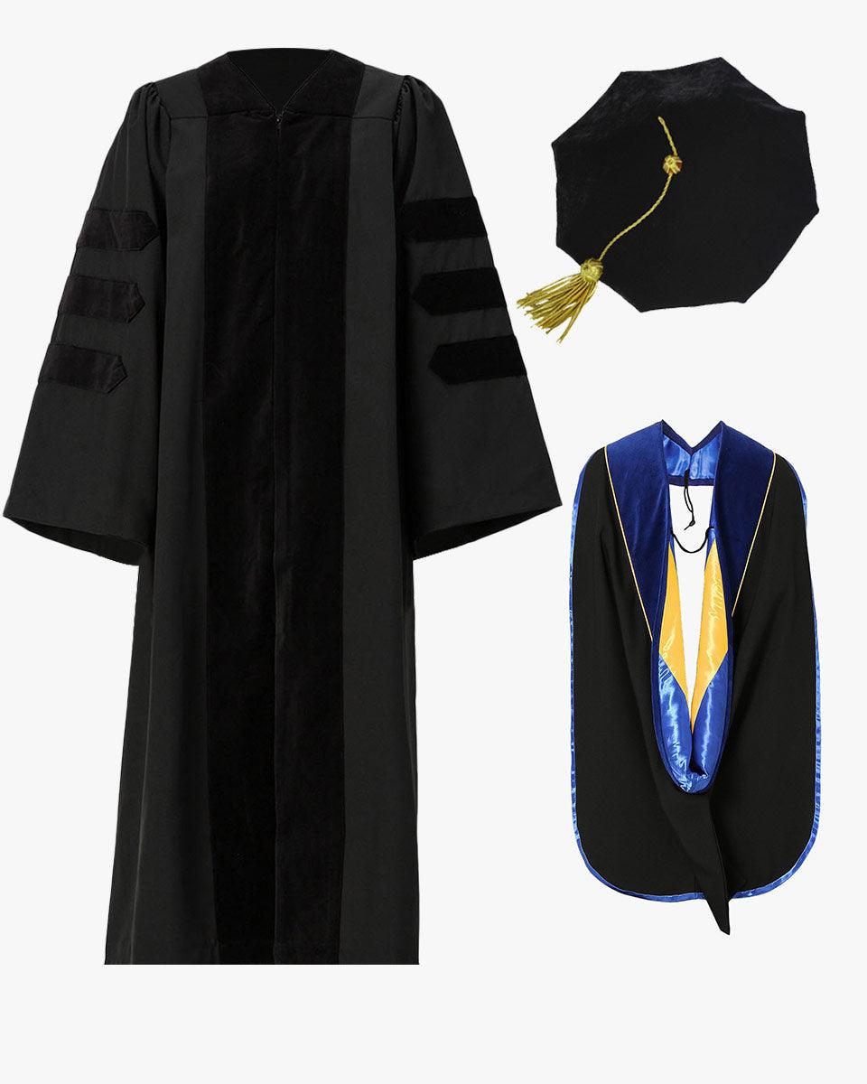Economy Doctoral Graduation Gown, Tam & Hood Package - Graduation Seller