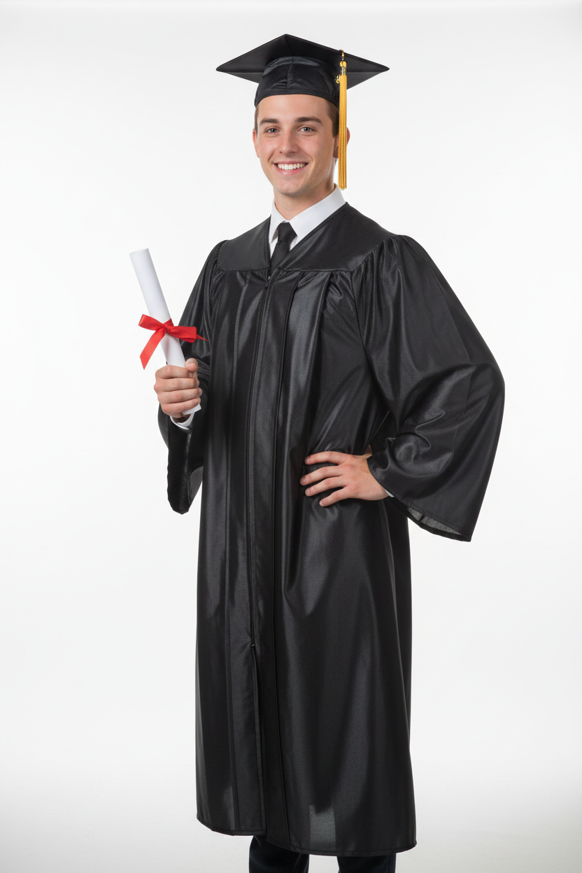 High School Shiny Graduation Gown