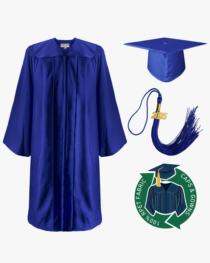 100% Recycled Material High School Graduation Cap and Gown with Pockets - 3 Colors Available - Graduation Seller