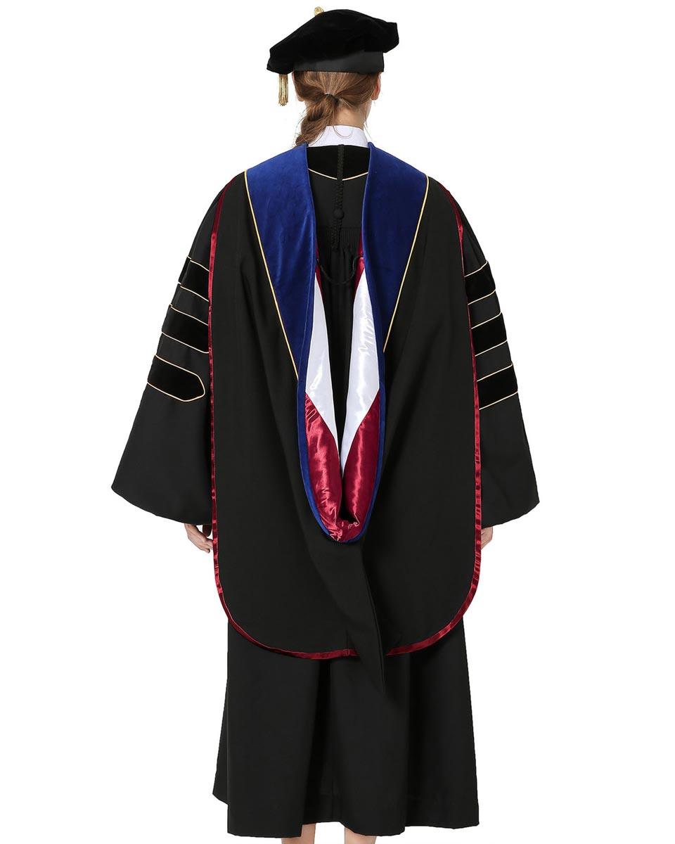 Deluxe Doctoral Tam, Gown & Hood Package - Phd Blue - Graduation Seller