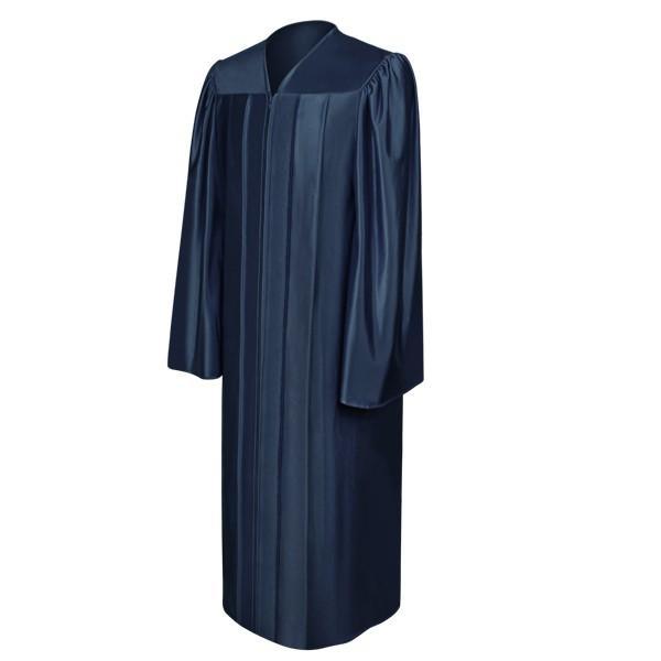 Shiny Navy Blue High School Gown - Graduation Seller