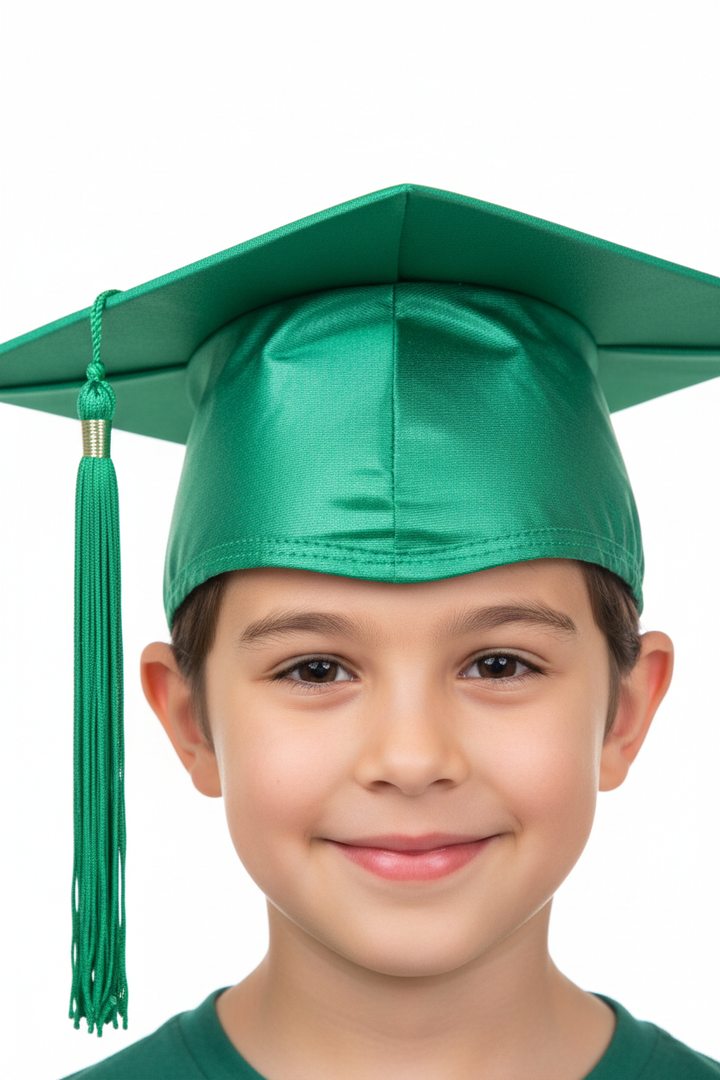 Shiny Emerald Green Elementary Cap - Model Shot