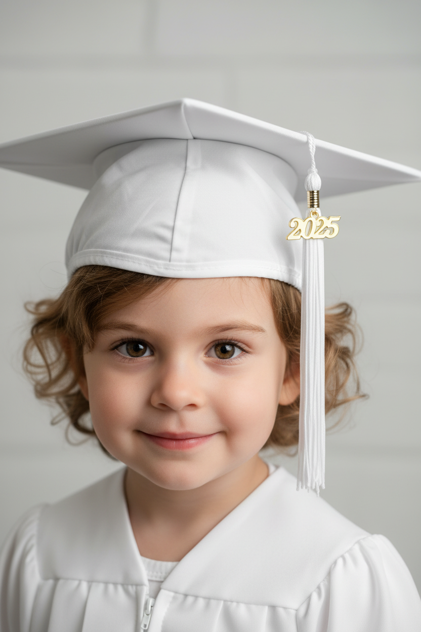 Matte White Kindergarten/Preschool Cap - Model Shot
