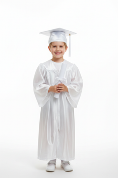 Shiny White Elementary Cap & Gown