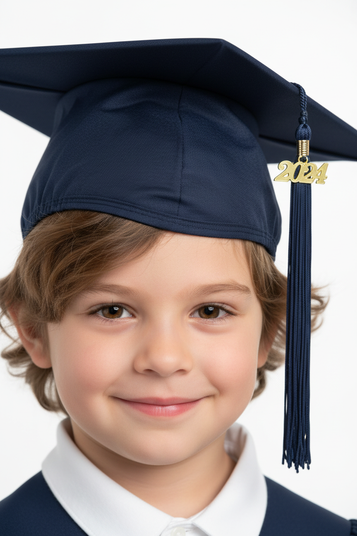 Matte Navy Blue Elementary Cap & Tassel - Model Shot