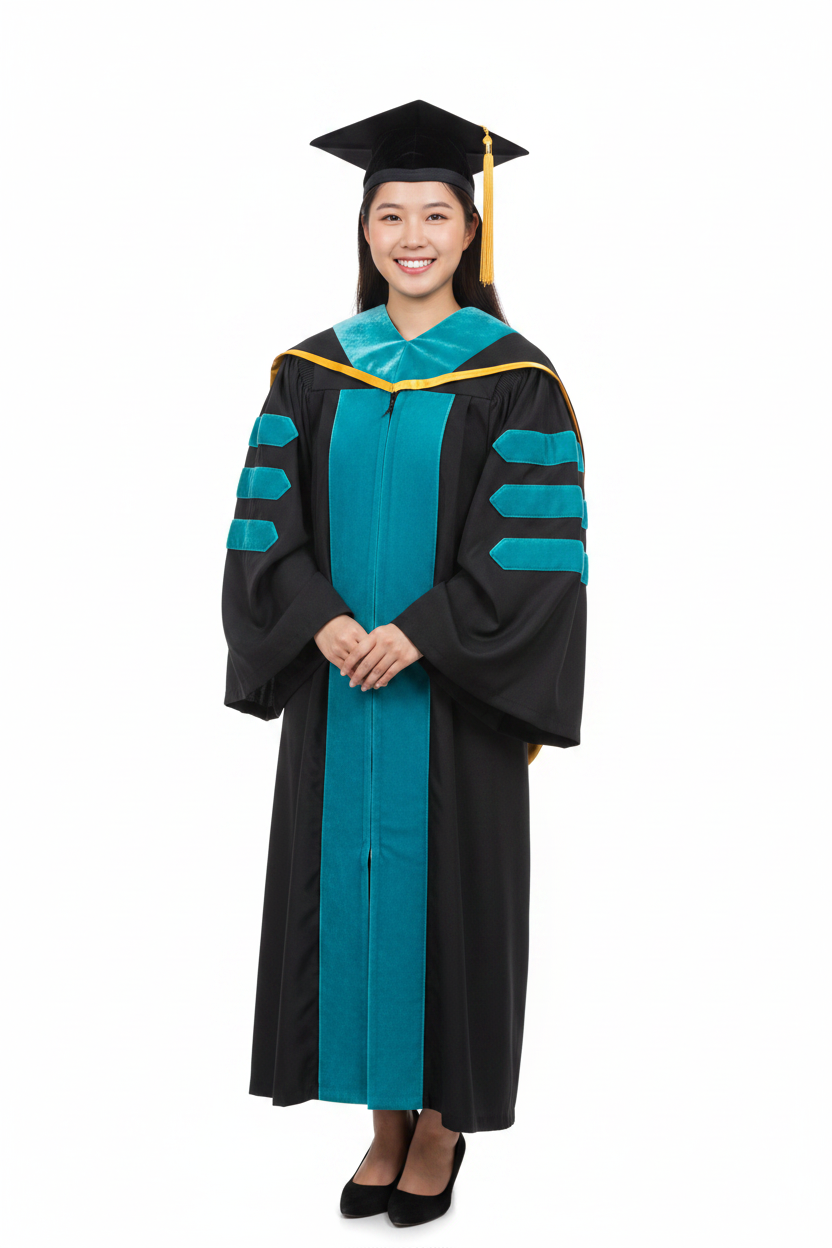 Deluxe Doctoral Academic Gown Hood Tam Package model display
