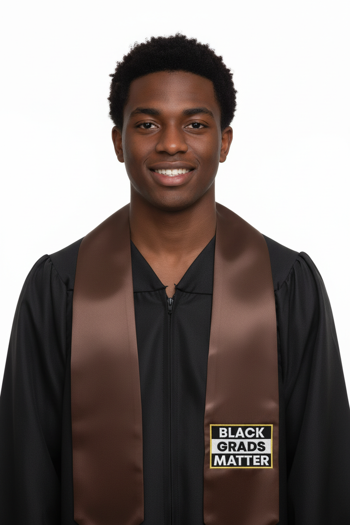 Brown BLACK GRADS MATTER Graduation Stole model display