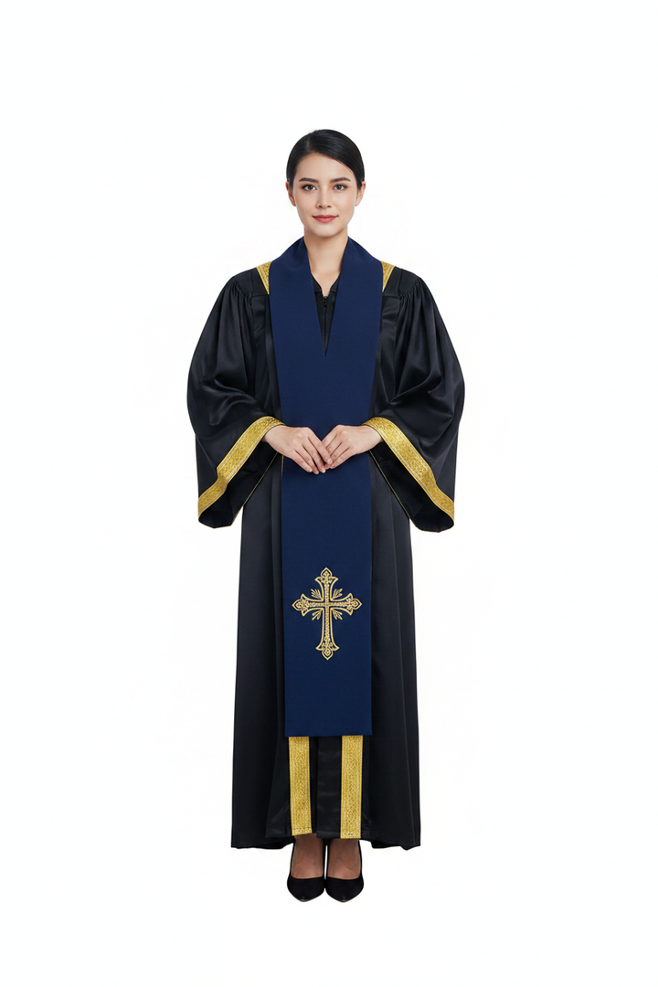 Embroidered Cross Clergy Choir Stole | Wedding & Graduation Honor Stole