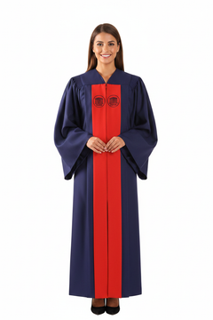Premium Choir & Stage Robe - Navy with Red Stripe
