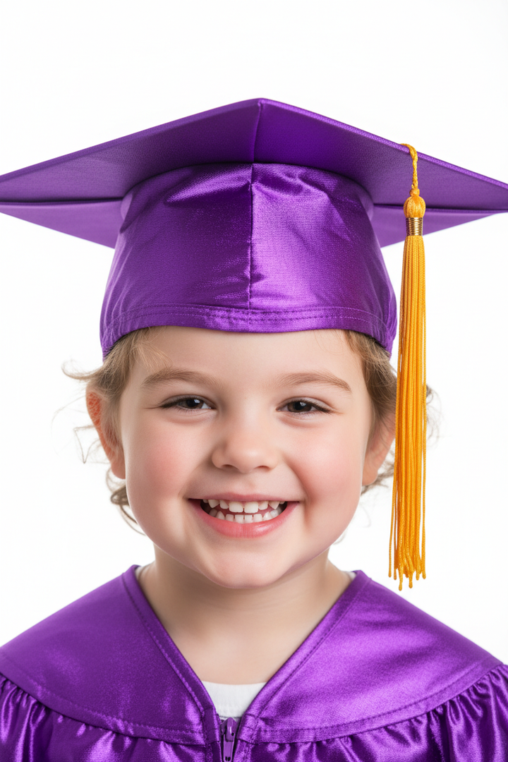 Shiny Purple Kindergarten/Preschool Cap & Tassel - Model Shot