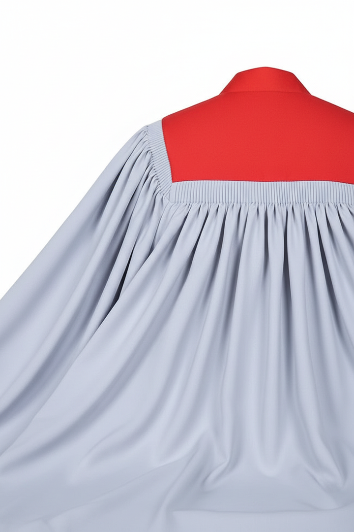 Premium Two-Tone Choir & Clergy Robe - Light Grey & Red