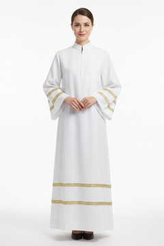 Church Choir Robe with Gold Braid Trim | Liturgical Alb | Unisex | Blue Red Black White | S-XXL