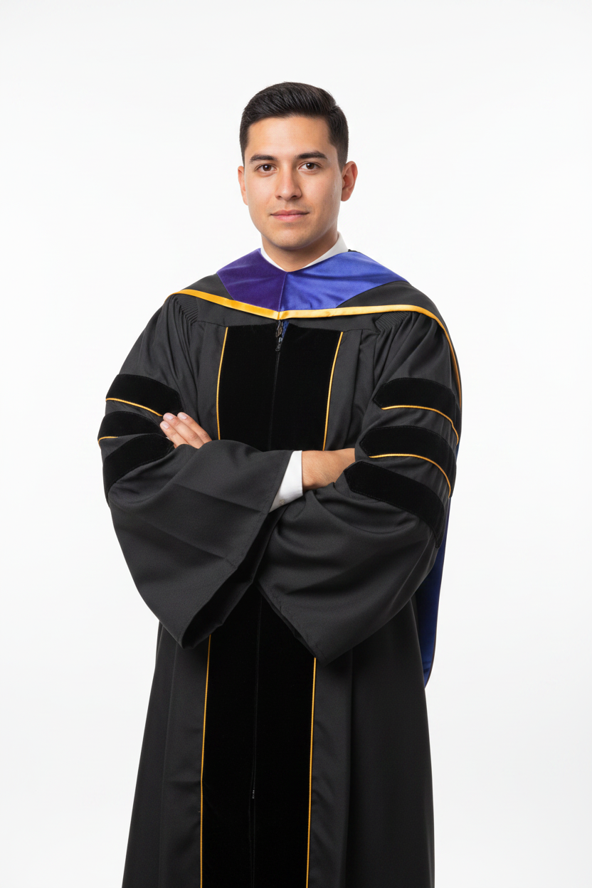 Doctor of Law Hood - Royal Blue & Gold model display