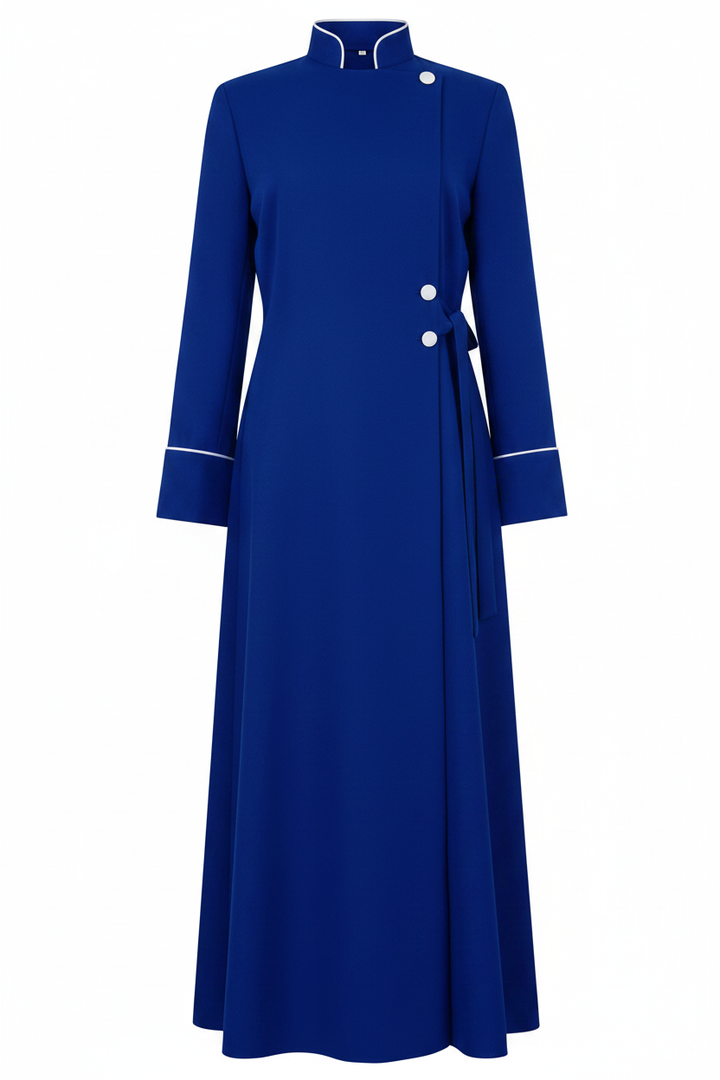 Royal Blue Medieval Clergy Cassock Robe - Product Display White Background