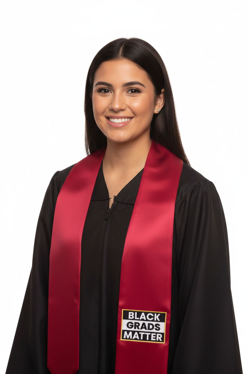 Red BLACK GRADS MATTER Graduation Stole model display