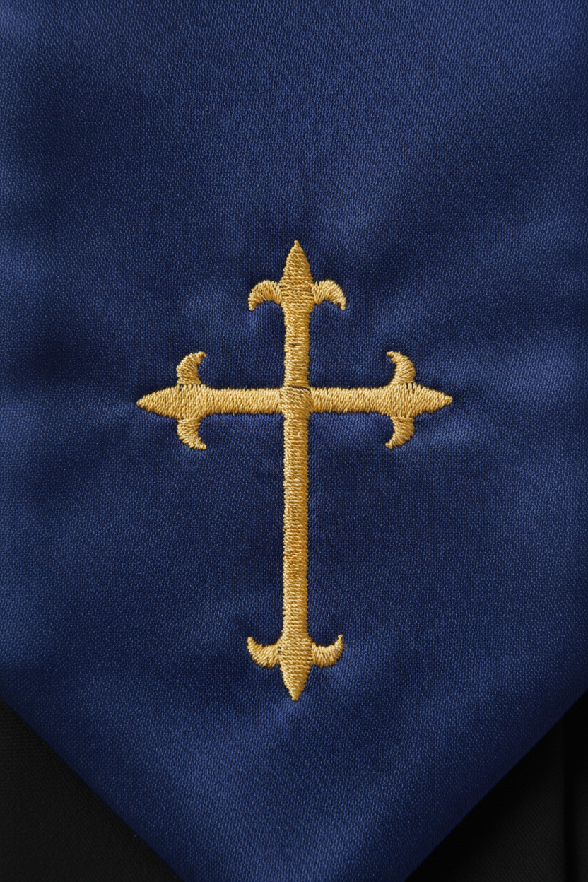 Embroidered Cross Clergy Choir Stole | Wedding & Graduation Honor Stole