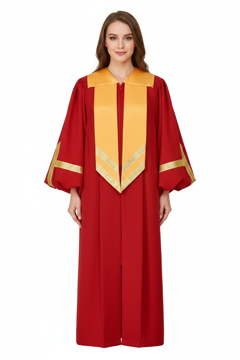 Premium Golden Yoke Lantern Sleeve Choir Robe