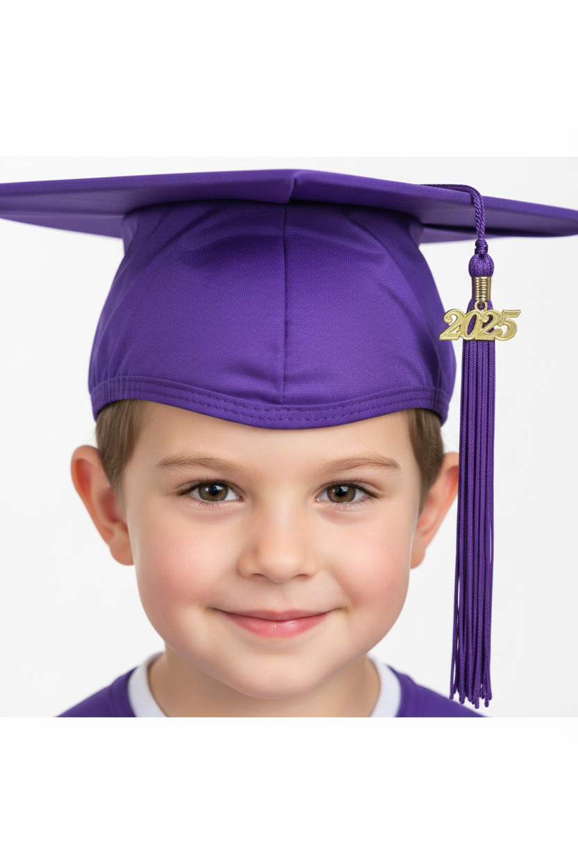 Matte Purple Kindergarten/Preschool Cap & Tassel - Model Shot