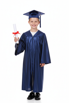 Shiny Navy Blue Elementary Gown