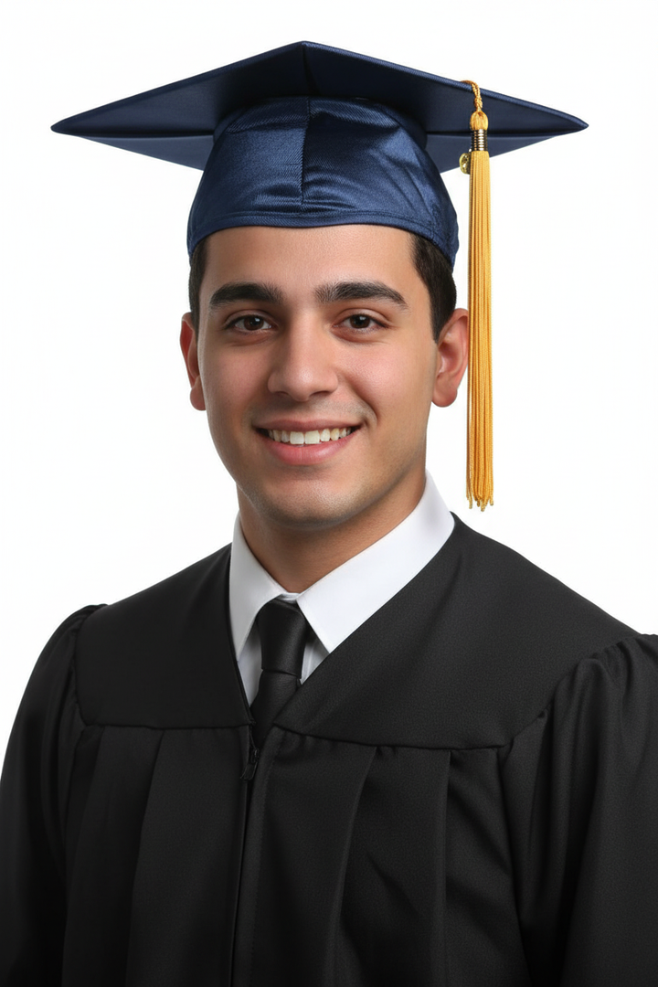 Shiny Navy Blue Bachelors Academic Graduation Cap model display