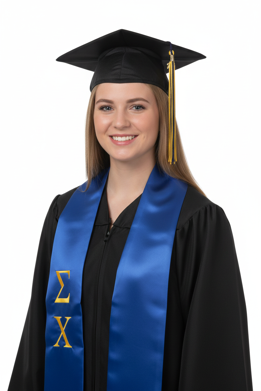 Sigma Chi Greek Lettered Stole model display