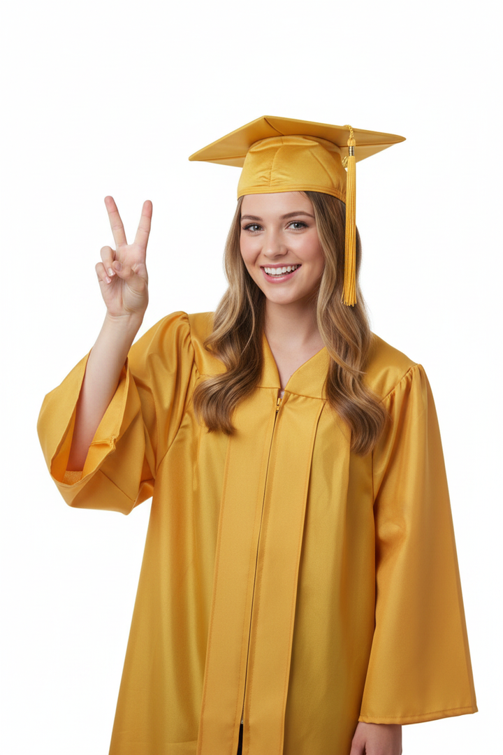 Matte Gold High School Cap - Model Display