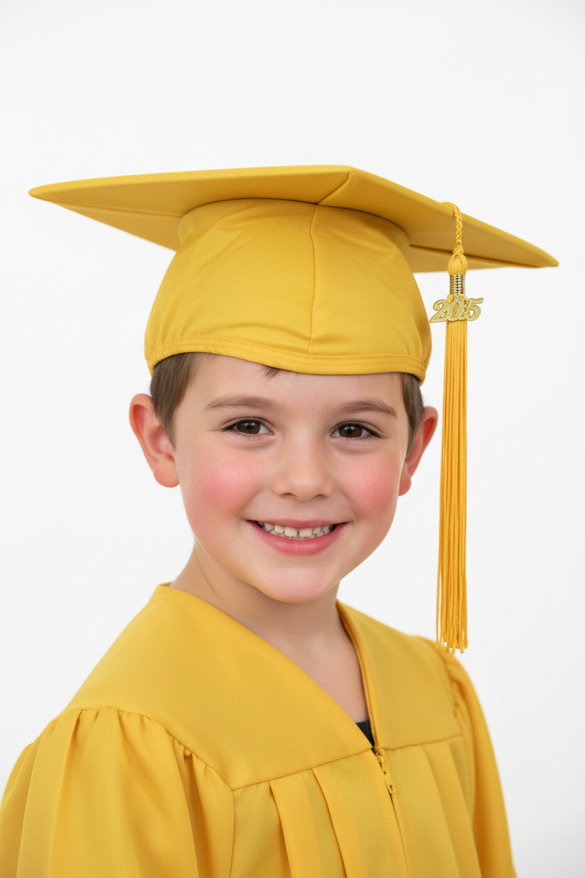 Matte Gold Elementary Cap & Tassel - Model Shot