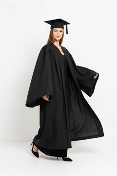 UK British Deluxe Fluted Bachelor Graduation Gown & Mortarboard
