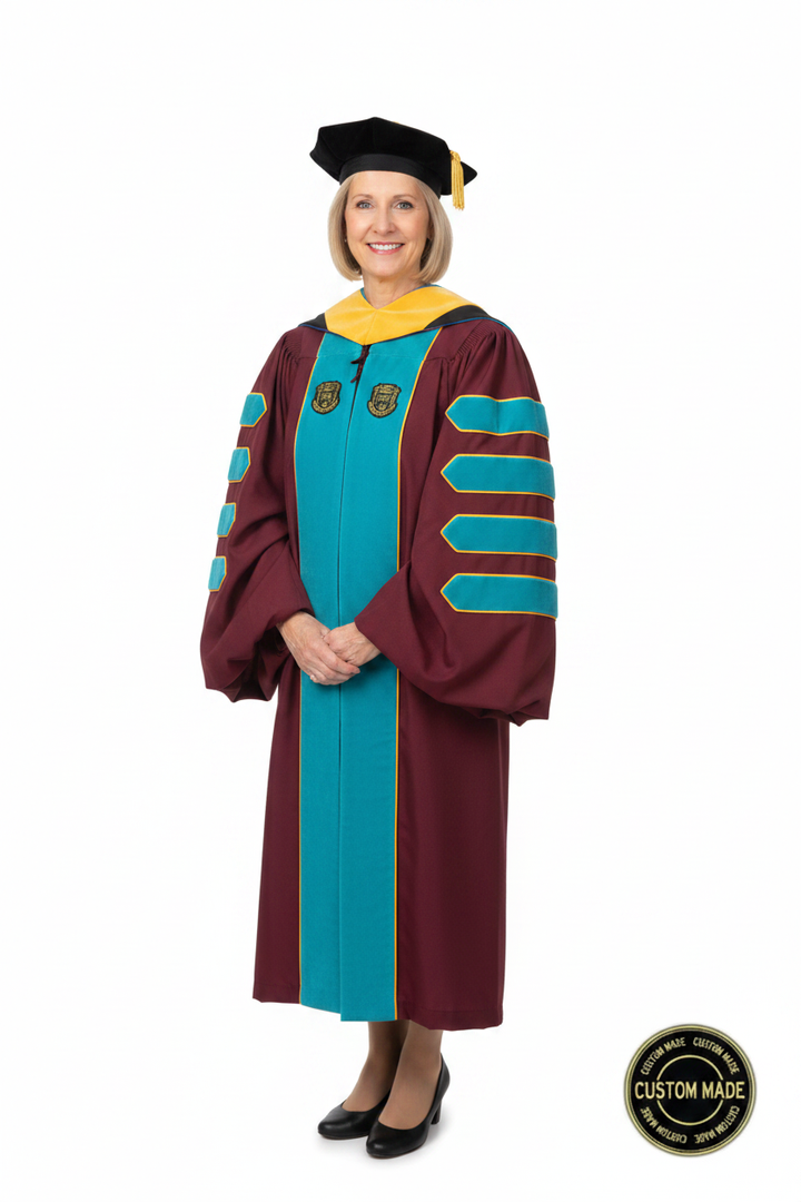 Custom Faculty Regalia Package for Cal State Long Beach model display
