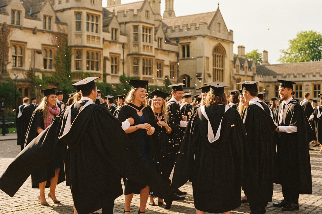 UK British Luxury Master's Graduation Gown - University Graduation Ceremony Atmosphere